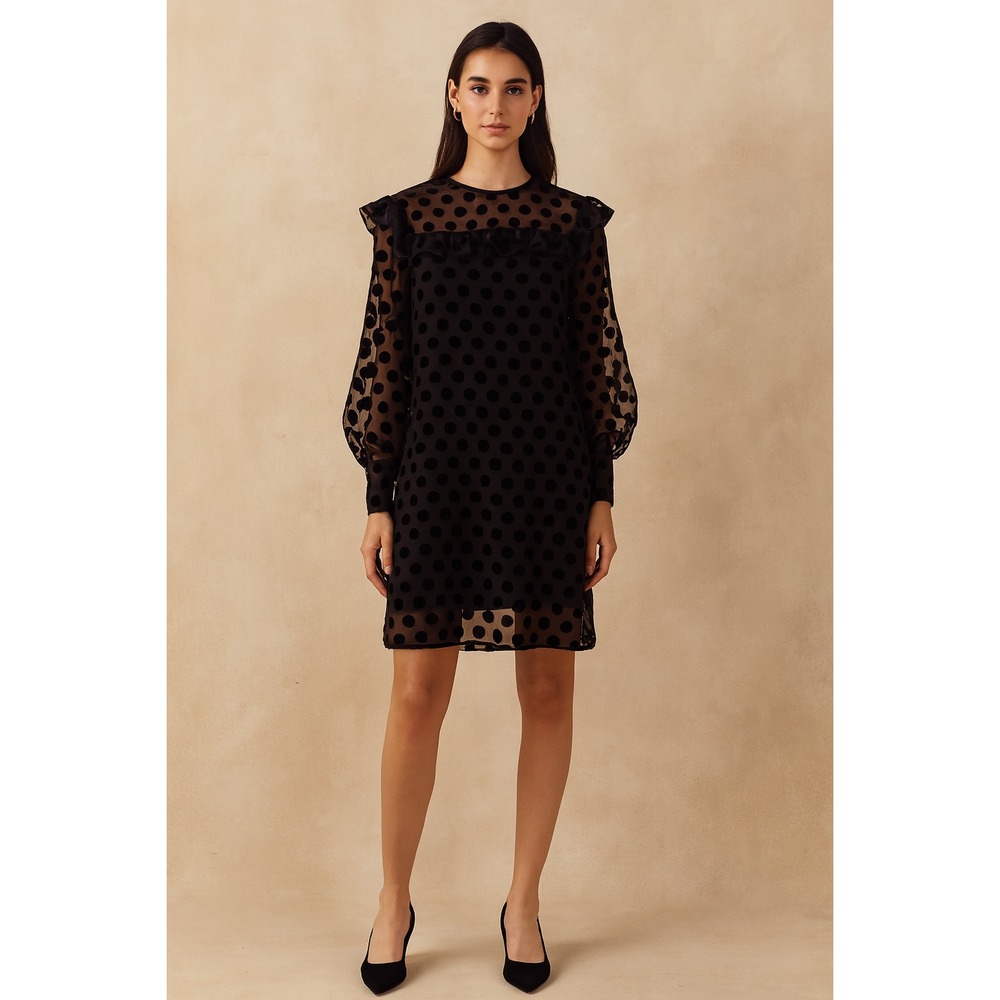 Corey Lynn‎ Calter Julia Dress Small Polka Dot Sheer Sleeves Elegant Chic